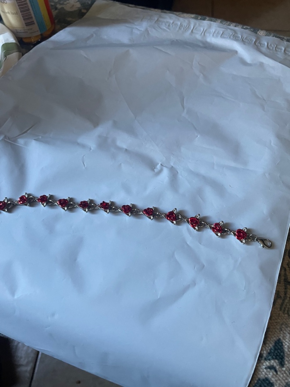 Silver-Tone Bracelet with Red Crystal Accents - Women's Bracelet